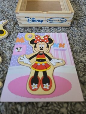 Minnie Mouse Mix & Match Dress Up Melissa & Doug Wooden Disney 18 Pieces & Box